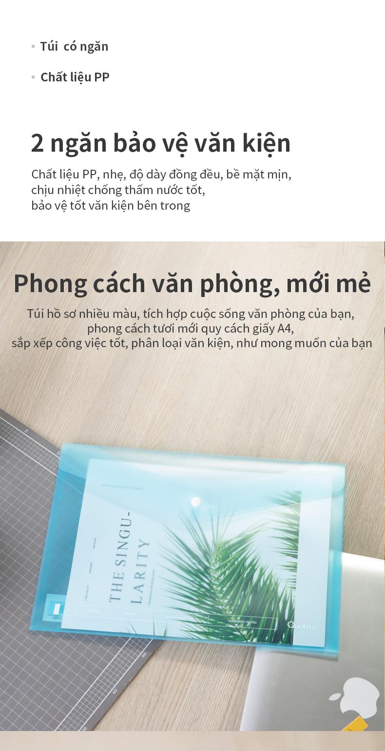 Túi Hồ Sơ A4 Deli - Xanh/Trong Suốt - 1 Chiếc - 72523