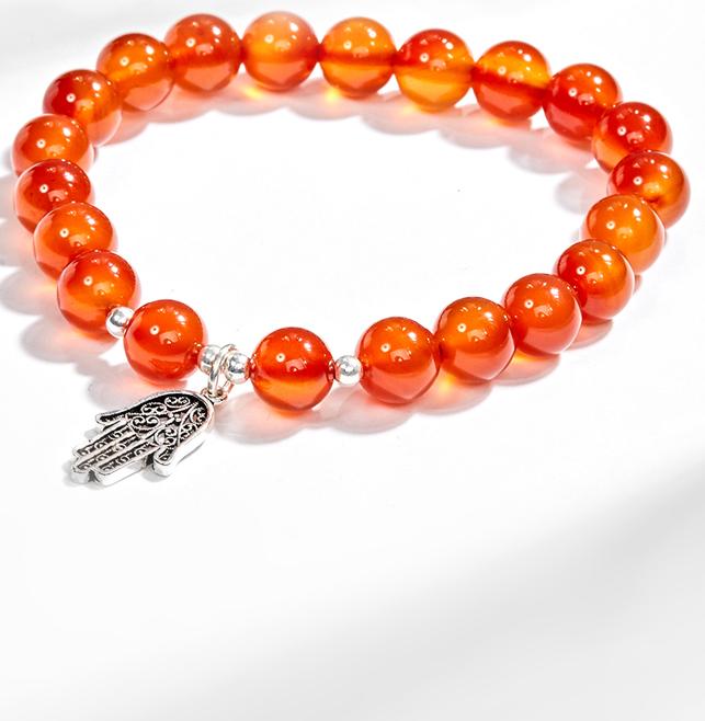 Vòng Tay Đá Mã Não Phối Bàn Tay Hamsa Bạc Ngọc Quý Gemstones