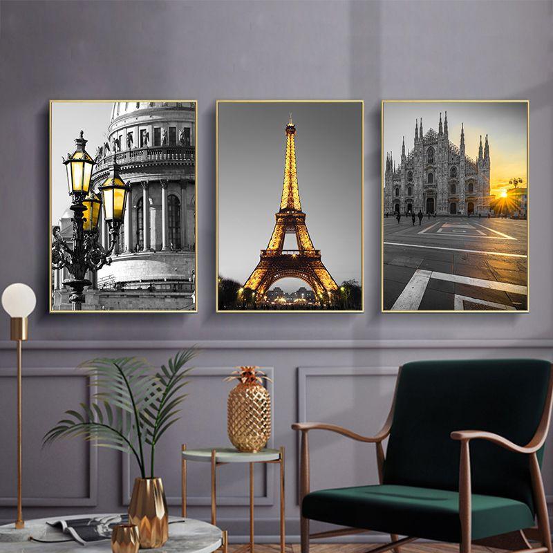 TRANH BỘ 3 BỨC TREO TƯỜNG CHẤT LIỆU CANVAS- THÀNH PHỐ PARI Tháp Eiffel- MELYHOME-TT3