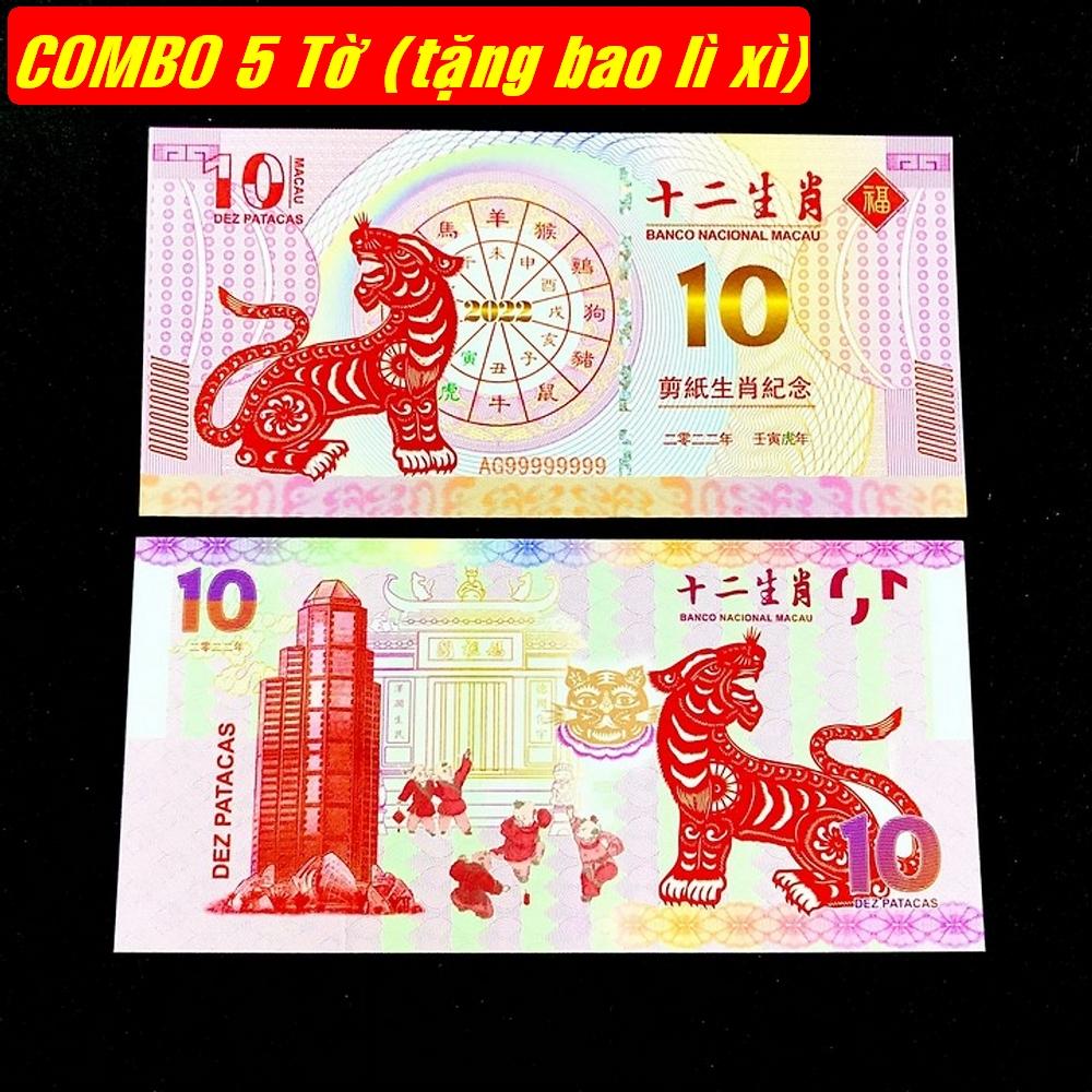 Combo 5 tờ Tiền Macao 10 con Cọp tài lộc lì xì Tết