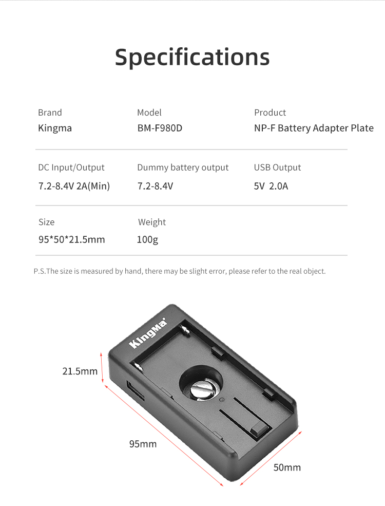 Bộ Giả Pin/ Pin ảo Dummy Battery Sony DR-LP-E17 và Đế pin Kingma BM-F980D-Hàng chính hãng