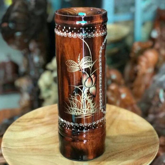 Ống đựng nhang bằng gỗ hoạ tiết nhiều size,Bình ống đựng nhang bằng gỗ