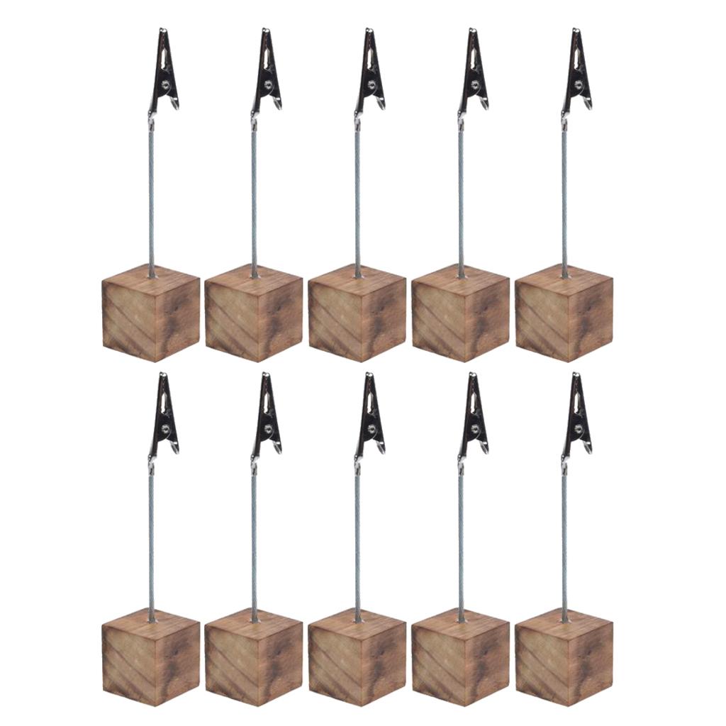 Set 10 Kẹp Giấy / Thiệp / Ảnh Thiết Kế Đế Gỗ