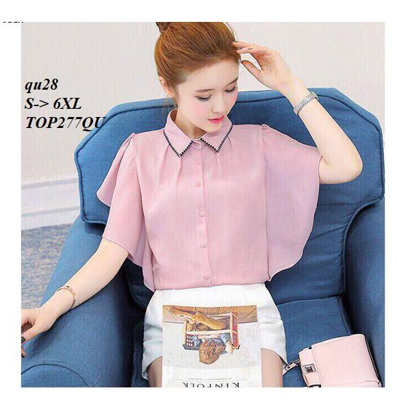 TOP207QU ÁO SƠ MI VOAN TAY BÈO NHÚN