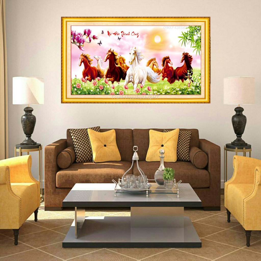 Tranh đính đá mã đáo thành công LV252 - 108 x 55 cm - chưa đính