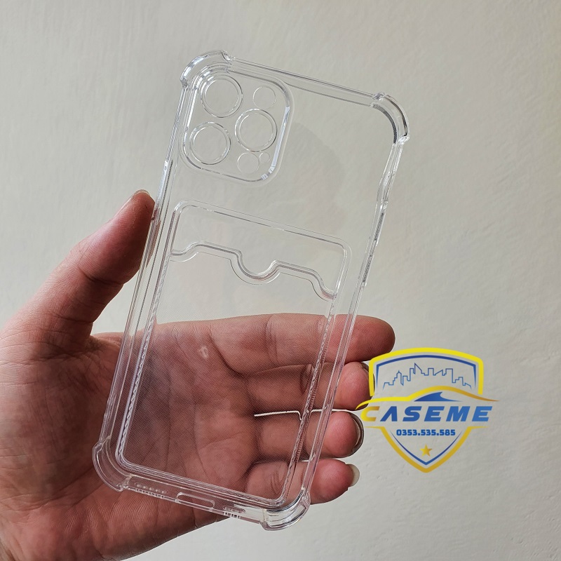Ốp chống sốc dành cho iPhone 14/14 Plus/14 Pro/14 Pro Max silicon trong suốt kèm ngăn ví đựng thẻ