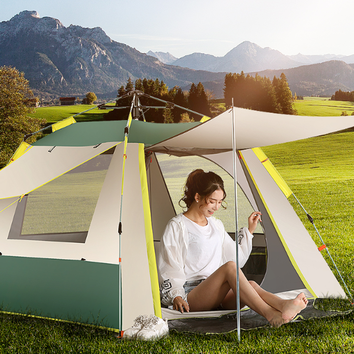 Lều cắm trại di động tự bung - Mái che giã ngoại, du lịch, picnic màu xanh vải chống thấm 190T khung FRP chống ăn mòn TZX885