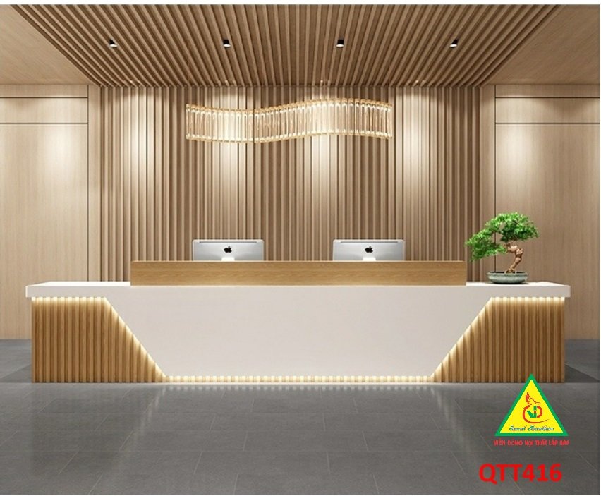 QUẦY LỄ TÂN, QUẦY TIẾP TÂN, QUẦY TÍNH TIỀN, QUẦY THU NGÂN QTT416 ( không đèn ) - Nội thất lắp ráp Viễn Đông Adv