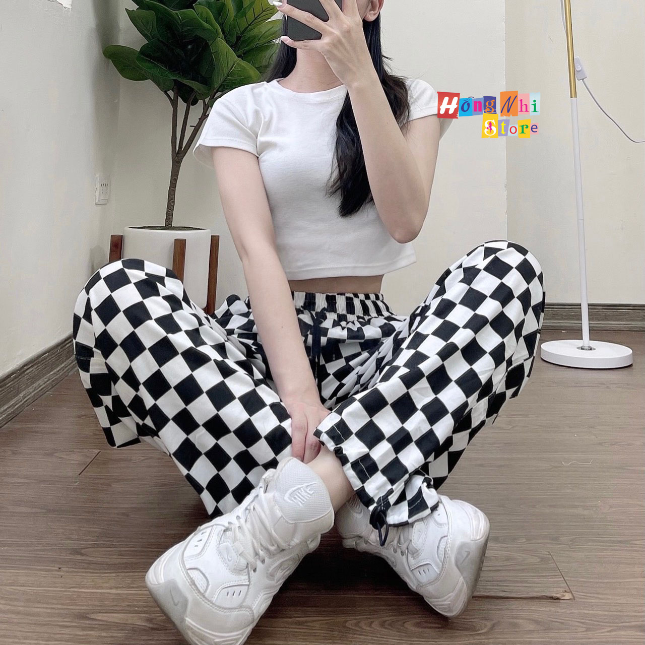 Quần Jogger 3D Caro Ulzzang Unisex Jogger Loang Màu Dây Rút Lai Ống Rộng V2 - MM