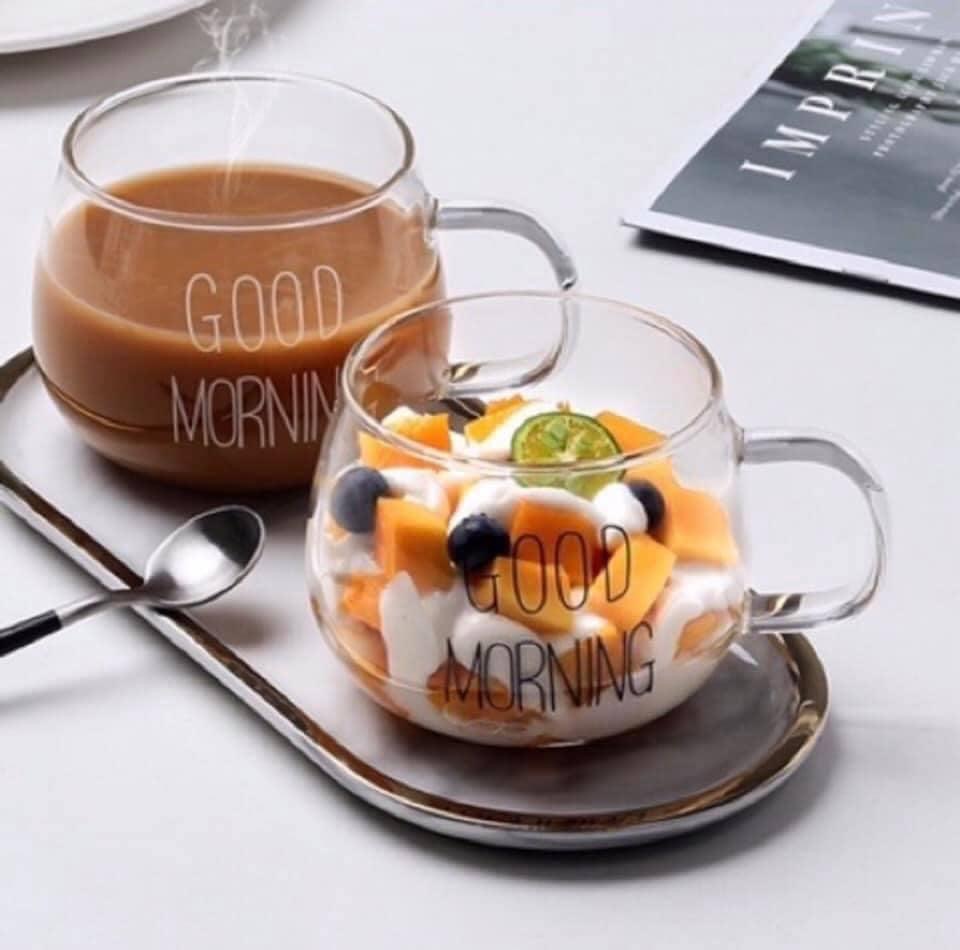 Cốc thủy tinh có quai cao cấp GOOD MORING