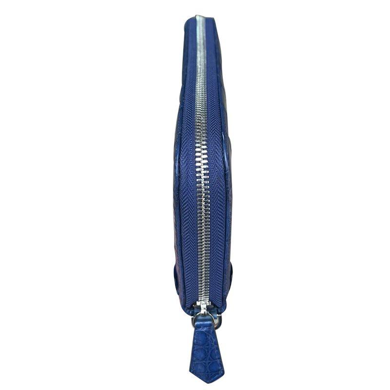 Ví Nữ Cầm Tay 1 Khóa Kéo Nam Nữ Đều dùng được chất liệu Da Cá Sấu Màu Xanh Navy Bền Bỉ Sang Trọng Size 22x12x2,5cm