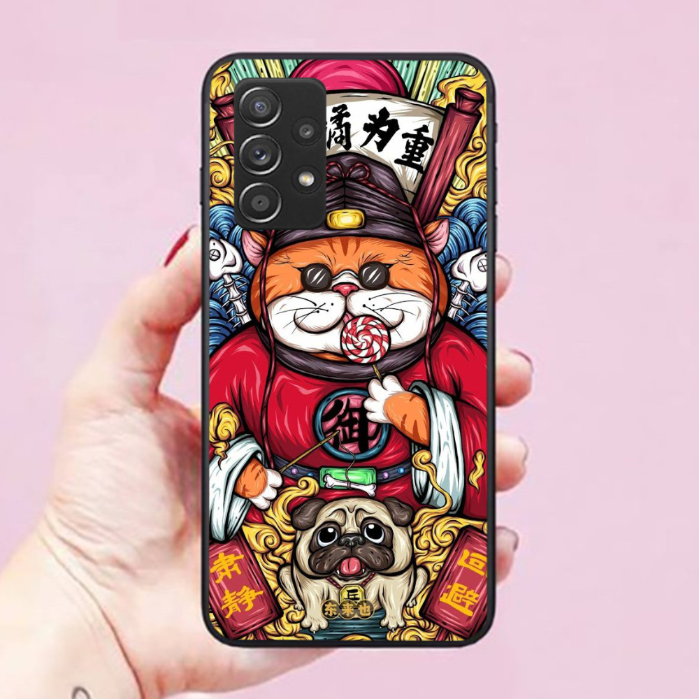 Ốp lưng dành cho điện thoại Samsung Galaxy A72-5G Hình Mèo Thần Tài Lộc Phát