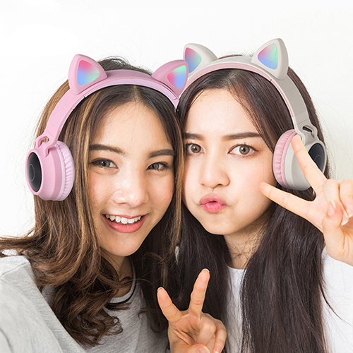 Tai nghe Bluetooth tai mèo đáng yêu có mic đàm thoại cao cấp, tai nghe mèo có đèn phát sáng cute tai nghe tai mèo thời trang, headphone Bluetooth đáng yêu có thể sử dụng khi chơi các tựa game online