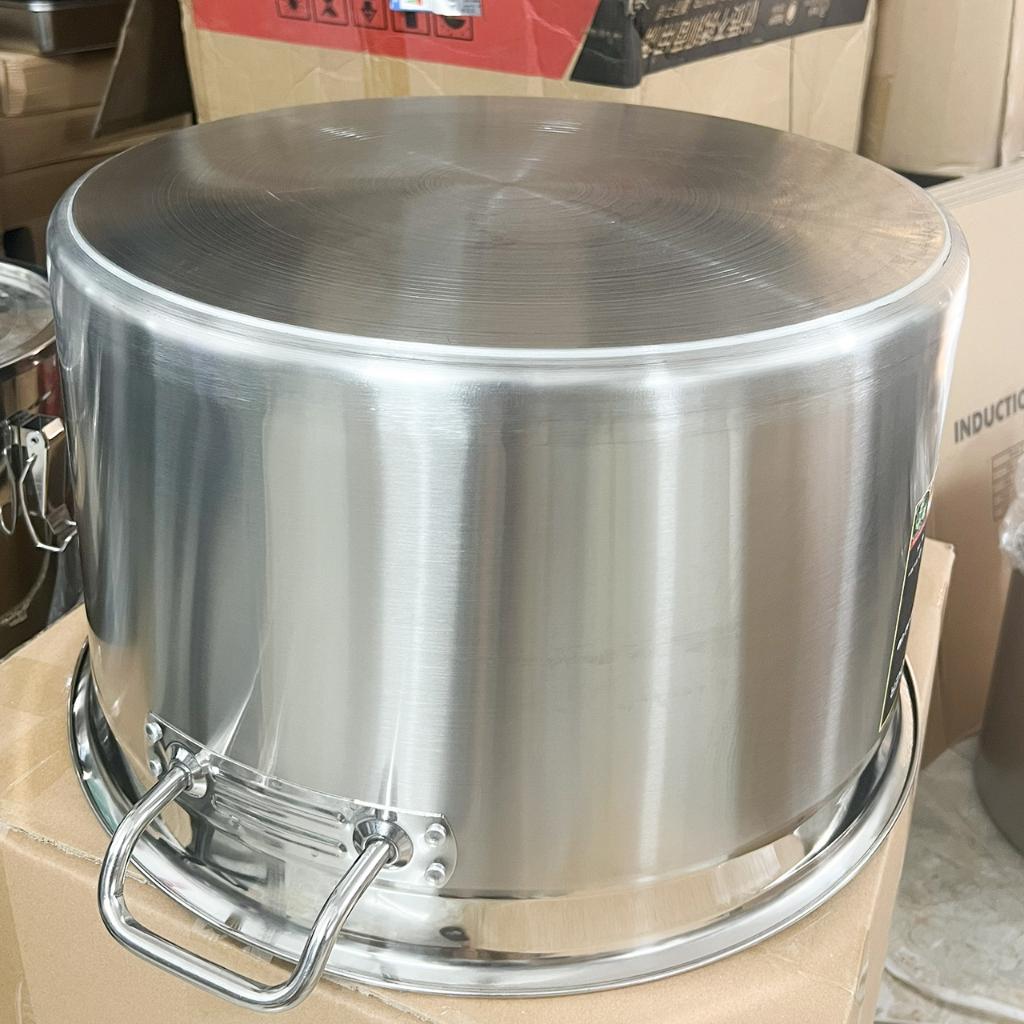Nồi inox thấp đáy dày 5 lớp 58L cm - nồi đáy liền cao cấp