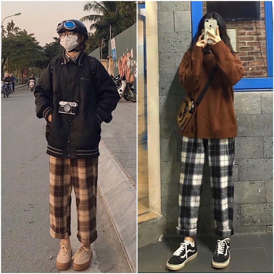 Quần caro nam nữ unisex plaid pant