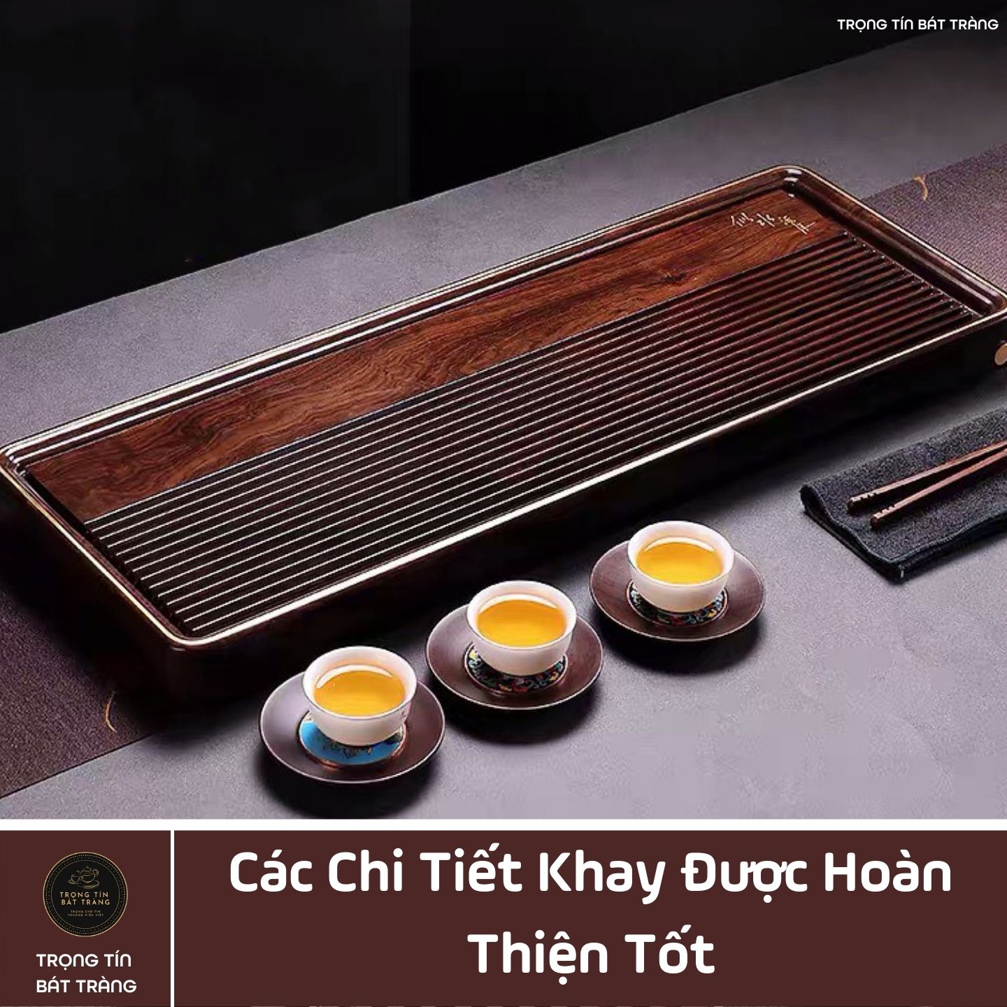 KT 42 Khay Trà Tre Cao Cấp Chữ Nhật Nhỏ