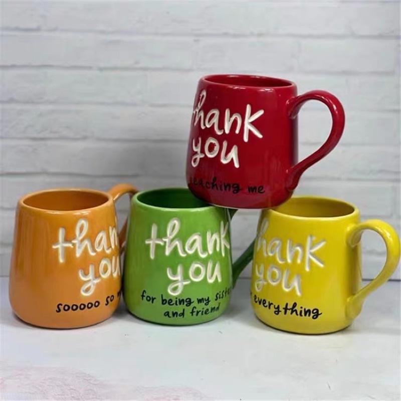 Ly cốc gốm sứ thank you phong cách Châu Âu