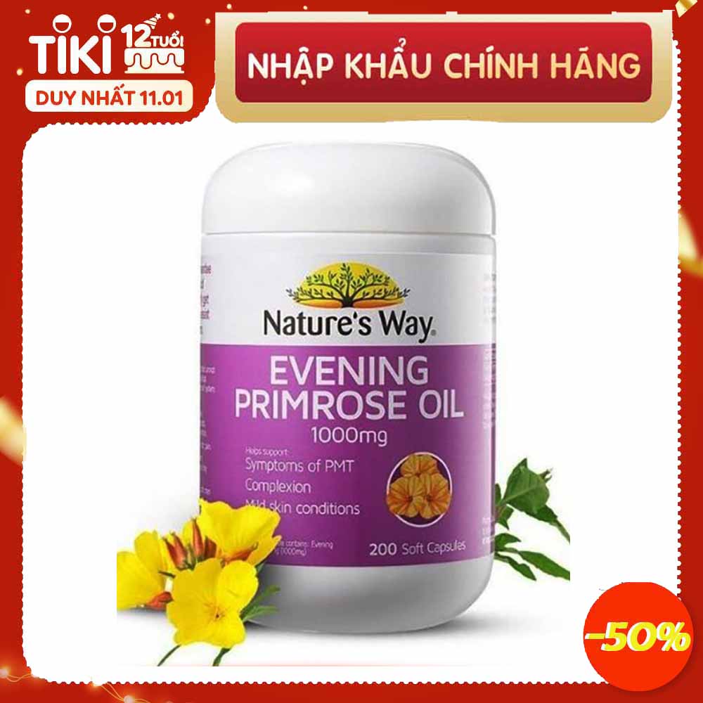 Evening primrose oil 1000mg hỗ trợ da và nội tiết