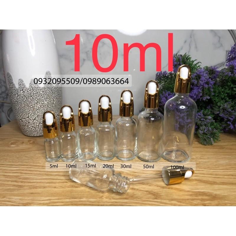 10 lọ chai 10ml trong đựng serum mỹ phẩm tinh dầu