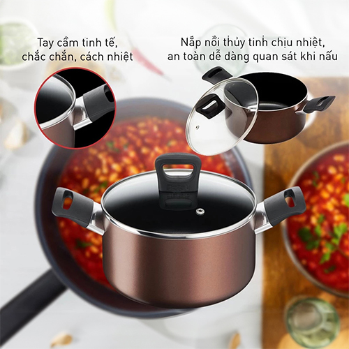 Nồi chống dính nắp kính Tefal Day By Day (20cm/22cm) - Hàng chính hãng