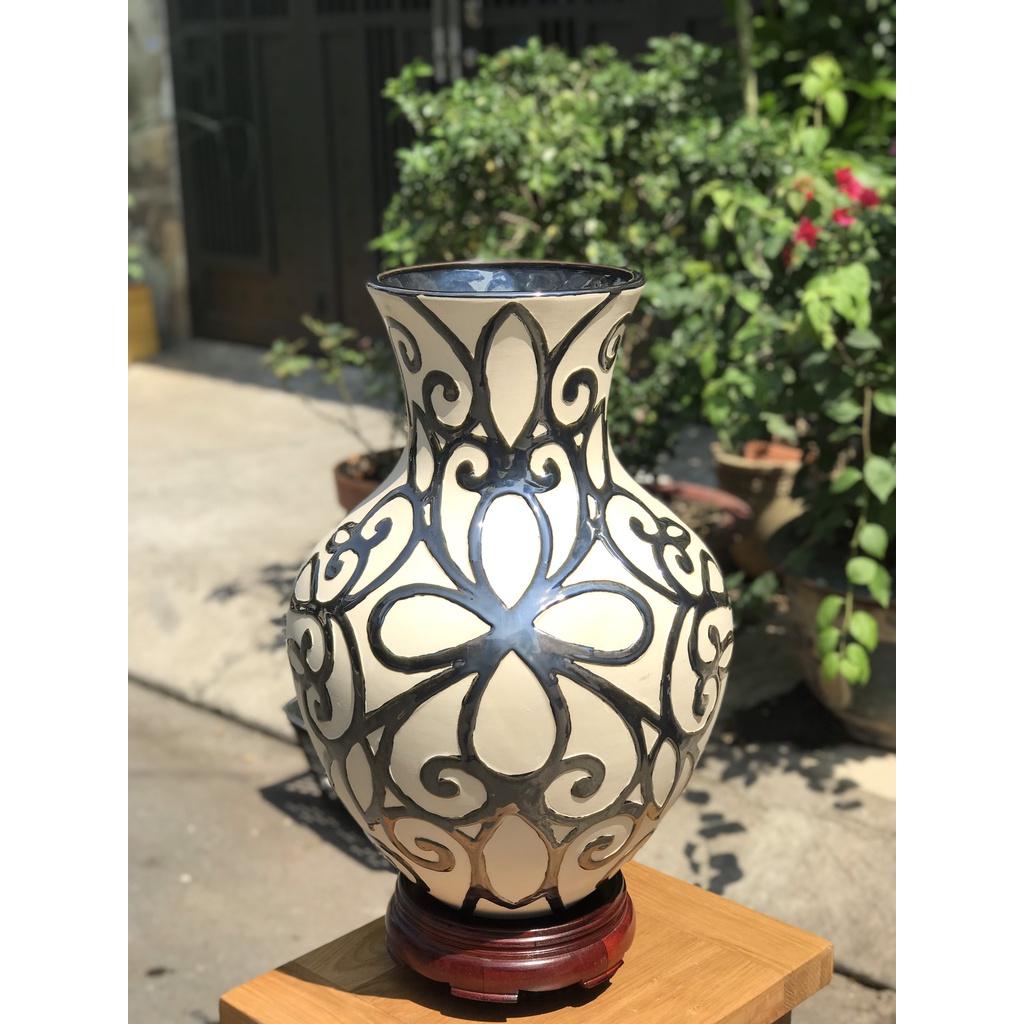 BÌNH GỐM SỨ XUẤT KHẨU 60CM BỤNG TRÒN DECOR TRANG TRÍ CẮM HOA