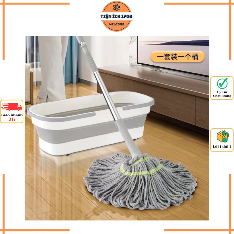 Cây Lau Nhà Vắt Tay Trợ Lực Tròn Chuyên Dụng Siêu Bền (Giao màu ngẫu nhiên)