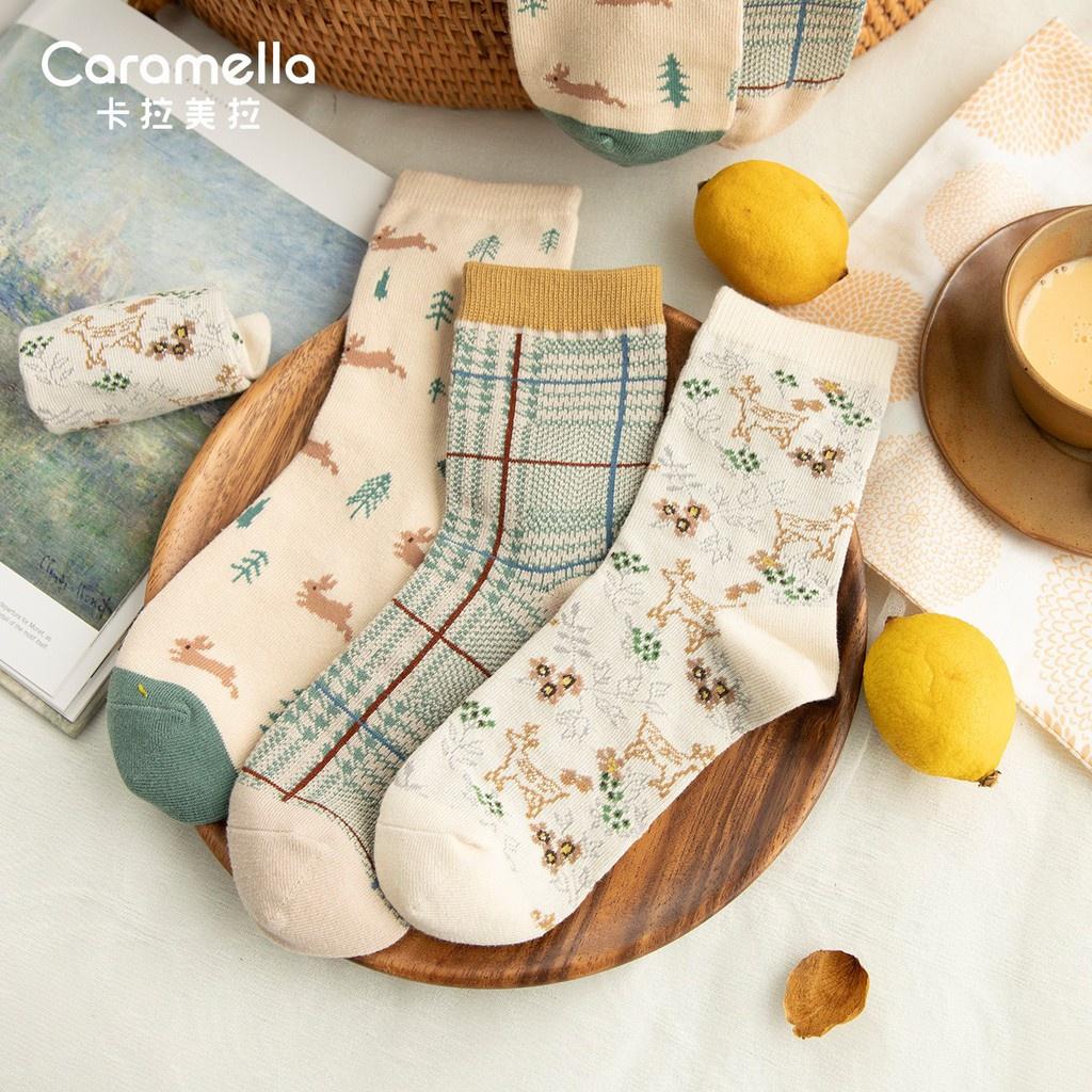 Vớ cổ cao Muzini tất nữ cotton họa tiết dễ thương TN105