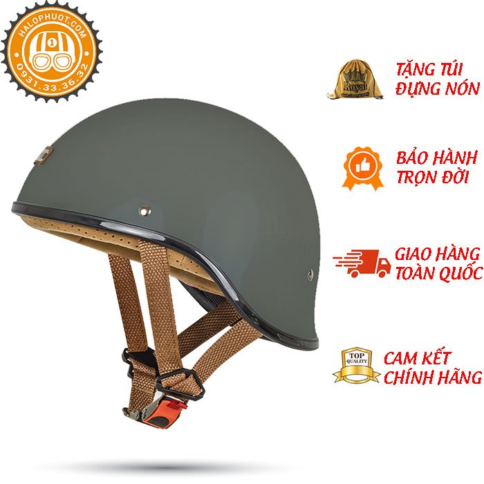 Mũ Bảo Hiểm Nửa Đầu 12 Bulldog Gang Cực Ngầu Nhiều Màu - Xám Xi Măng
