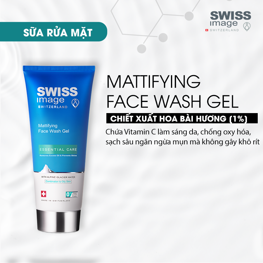 Gel rửa mặt làm sạch dành cho da hỗn hợp và da dầu Swiss Image Mattifying Face Wash Gel 200ml