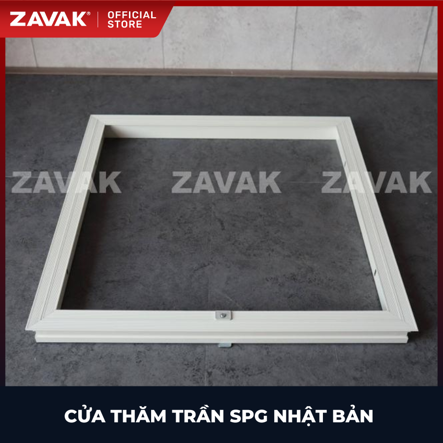 Nắp cửa thăm trần thạch cao 45x45cm SPG-68345 - Nhật Bản, Khung nhôm có bản lề mở thả xuống, sơn tĩnh điện màu Trắng.