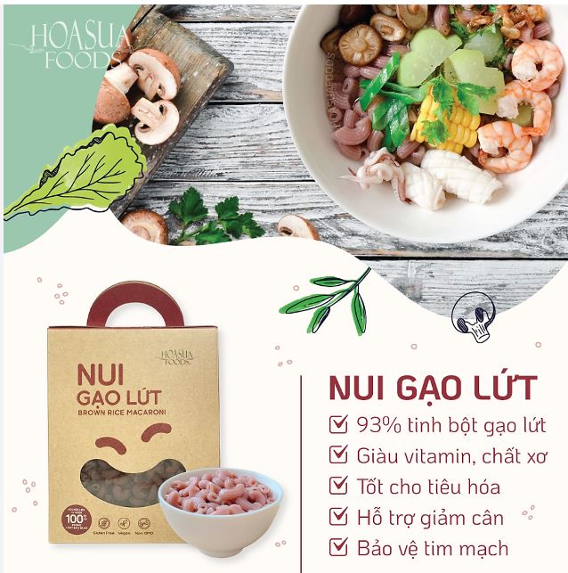 Date 30/8/24 Nui gạo lứt Hoa Sữa  Foods hộp 500g - nui ăn kiêng, giảm cân, thực dưỡng, eatclean, healthy