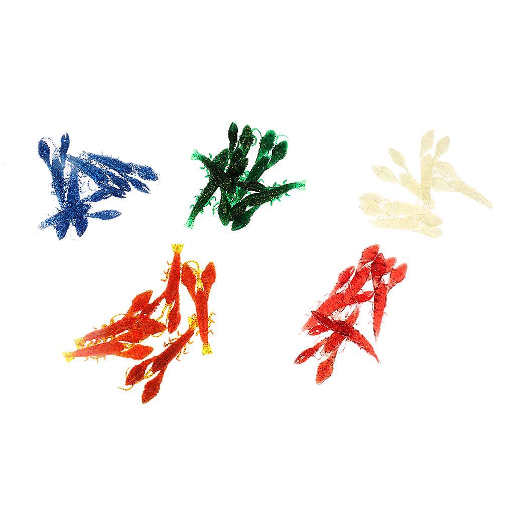Pack of 5 Soft Rubber 3D Shrimp Prawn Fishing Lures Bait Random Color