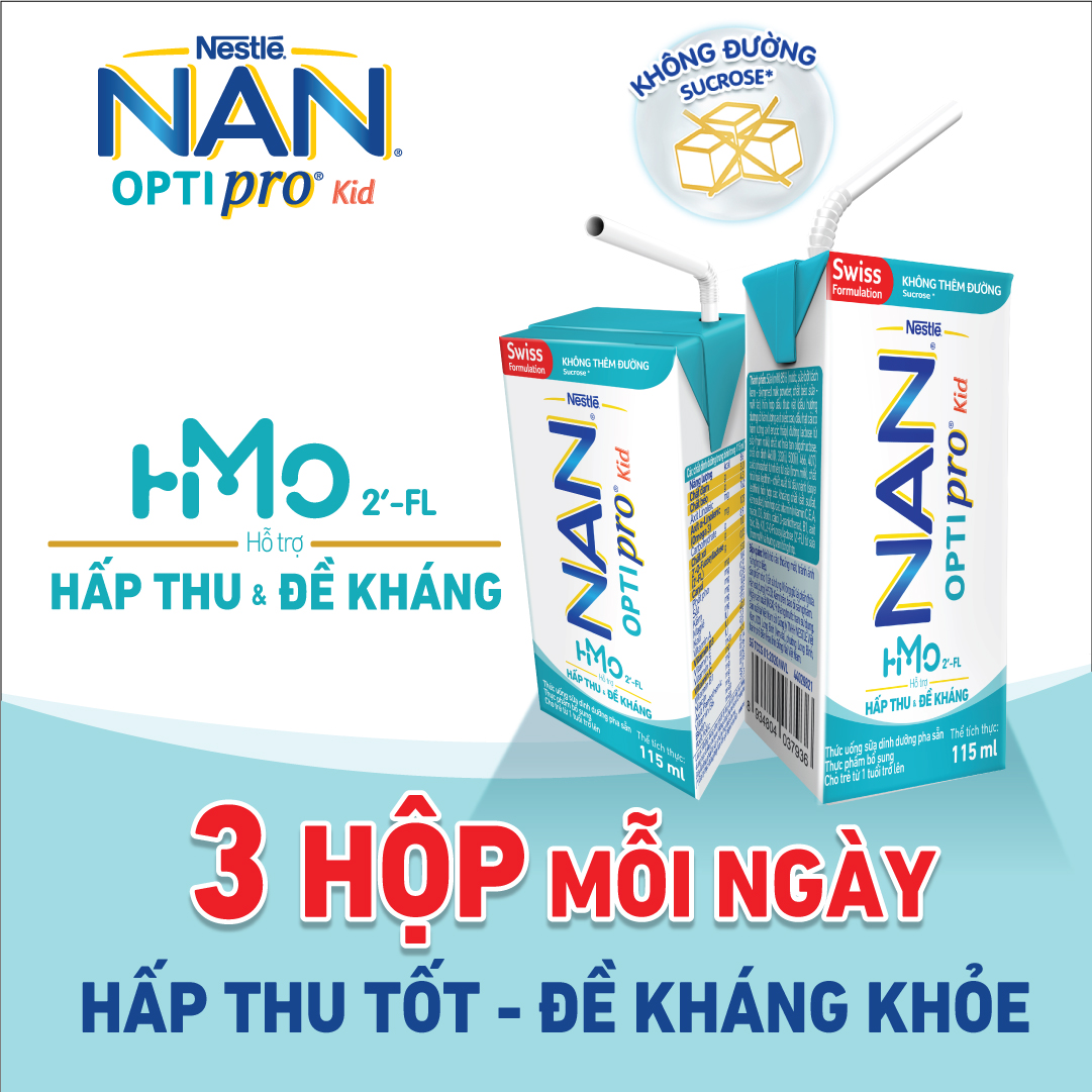 Thùng 36 hộp Sữa pha sẵn Nestlé® NAN® OPTIPRO® Kid Hộp pha sẵn 115ml ( 4x(9x115ml) ) - Mua 8 tặng 1