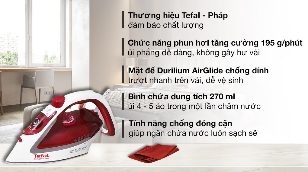 Bàn ủi hơi nước Tefal Easy Steam FV1955E0 - Hàng chính hãng