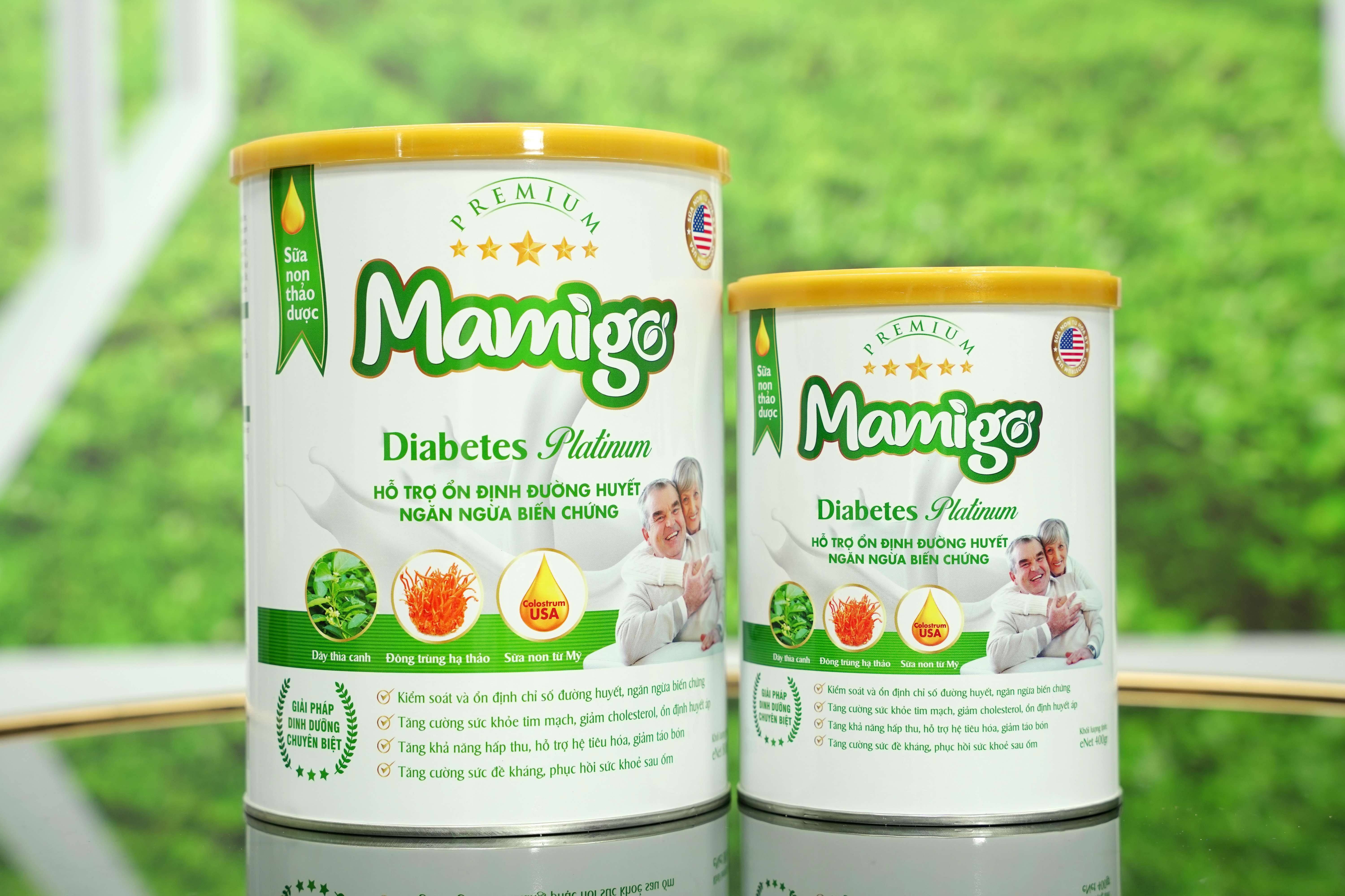 Sữa tiểu đường thảo dược Mamigo Diabetes Platinum 400gr giúp ổn định đường huyết, ngăn ngừa biến chứng tiểu đường