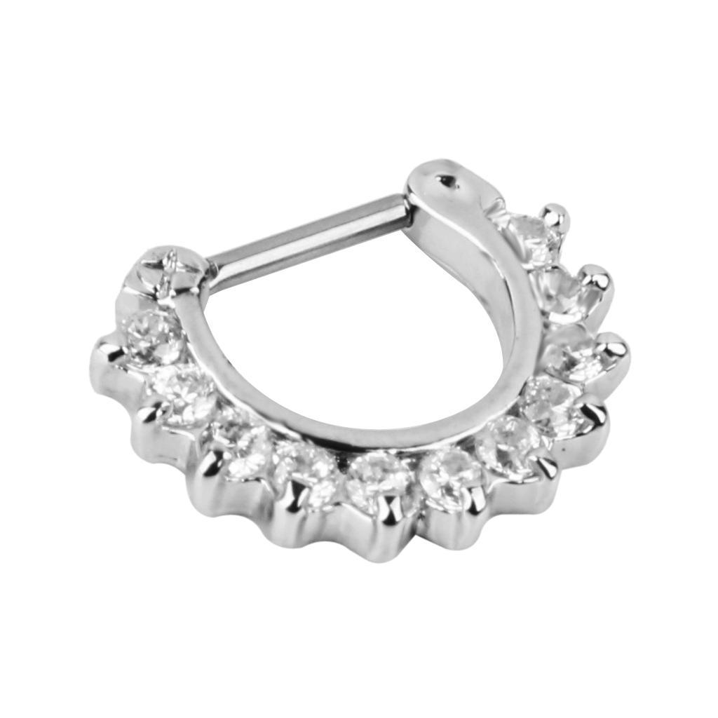 14G Diamante Crystal Septum Clicker Nose Shield Ring Helix Piercing Jewelry