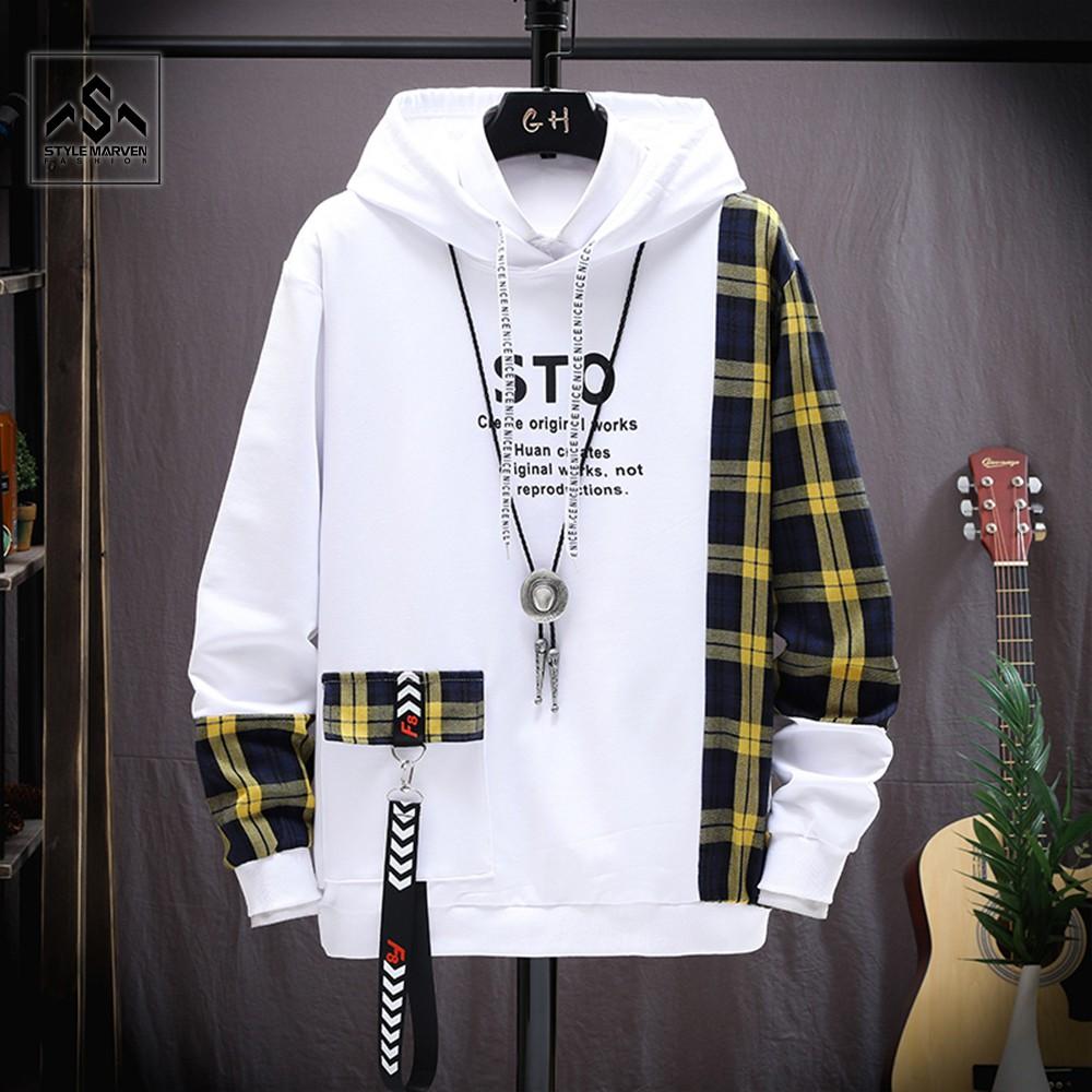 Áo hoodie nỉ nam thu đông thể thao STYLE MARVEN in chữ STO túi hộp kèm móc dây cá tính - TOP NAM 122