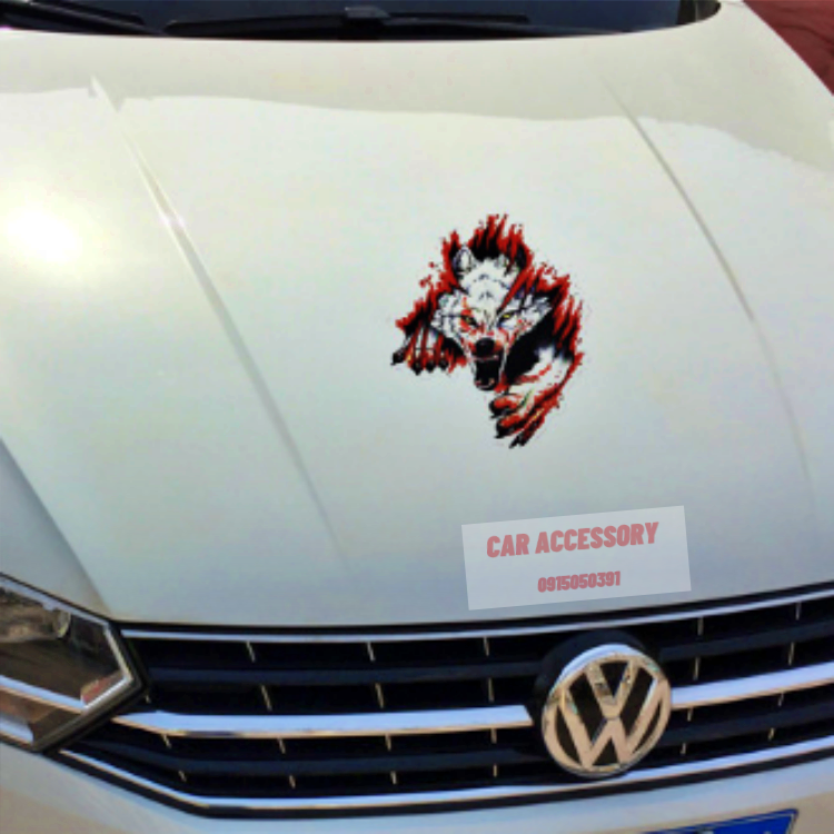 Miếng dán 3D ba chiều pug dán xe vui nhộn mèo con dễ thương đầu sói nhãn dán xe sáng tạo che viết xước tạo cá tính