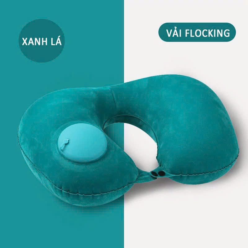 Gối hơi kê cổ bơm tự động, mềm mại, thiết kế hình chữ U giúp giảm đau cổ, có nút cài, phù hợp cho văn phòng và du lịch  Phượt Dã Ngoại Đi Chơi Quà Tặng Nam Nữ