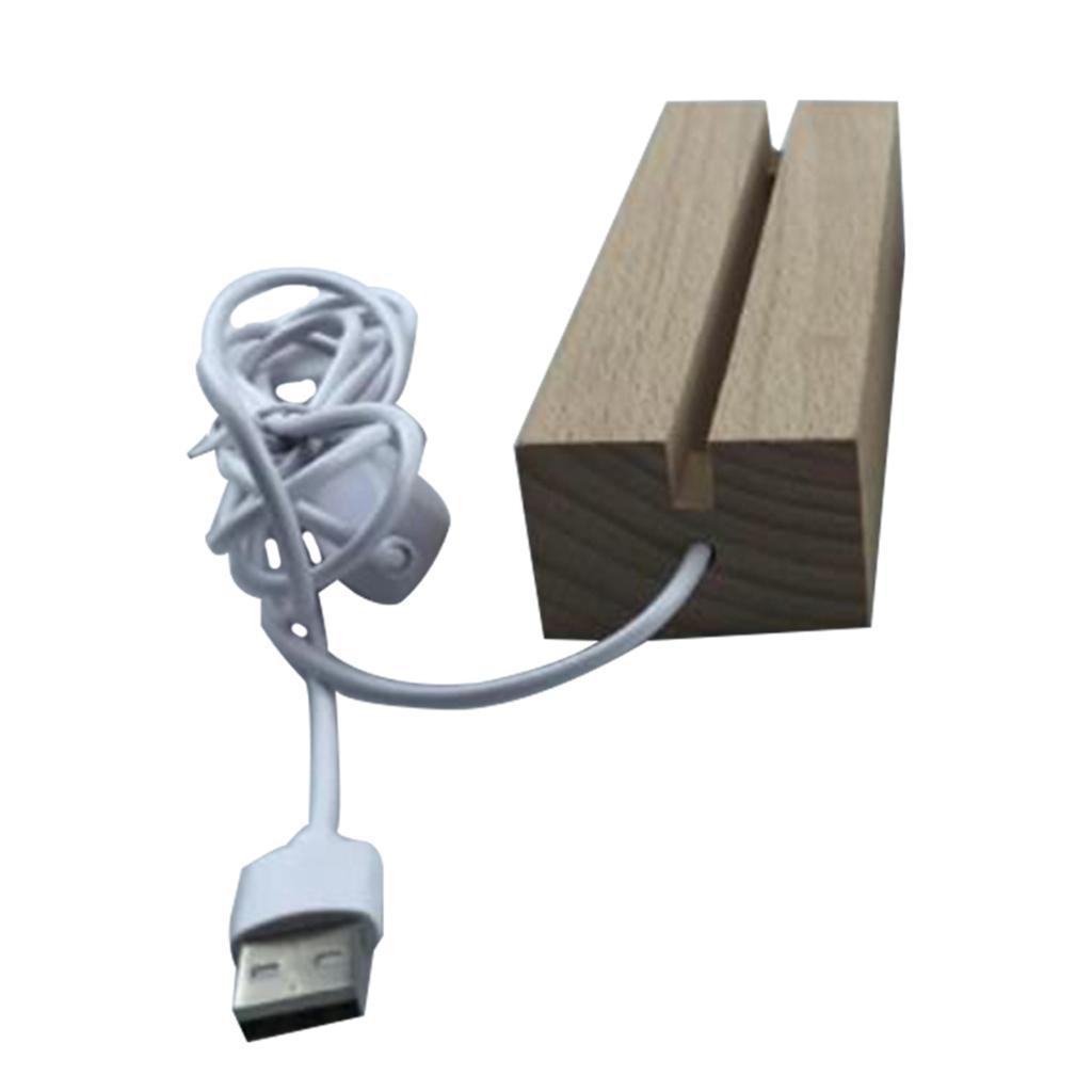 2X LED Display Lights Wooden Lighted Base Stand for Crystal Warm White B Type