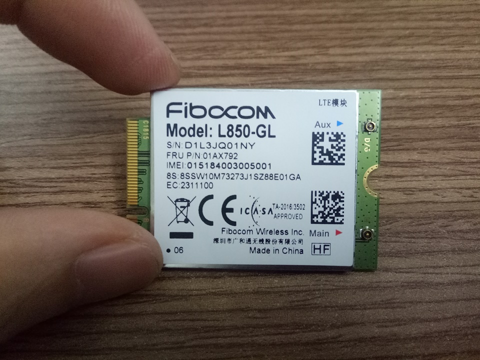 Card WWAN 4G Fibocom L850-GL dùng cho Laptop lenovo thinkad X280,T480,T480s,T580,P52, P52s - Hàng chính hãng