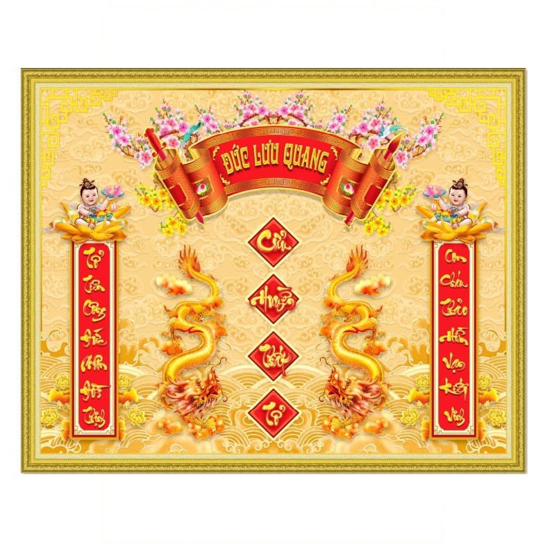 Tranh dán tường trang trí bàn thờ phòng thờ Cửu Huyền Thất Tổ CHTT_009K nhiều kích thước