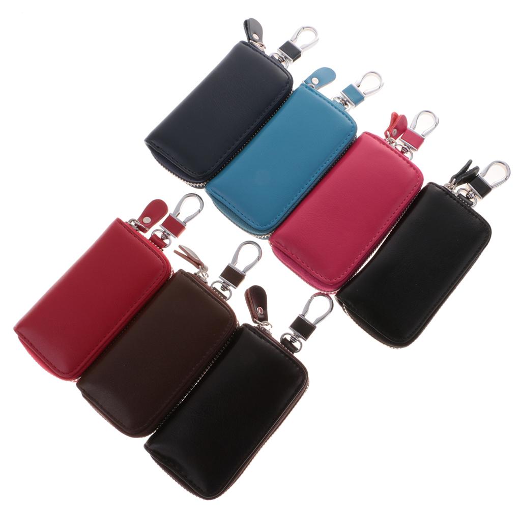 Genuine Leather Car Key Holder Keychain Case Bag Hook Pouch