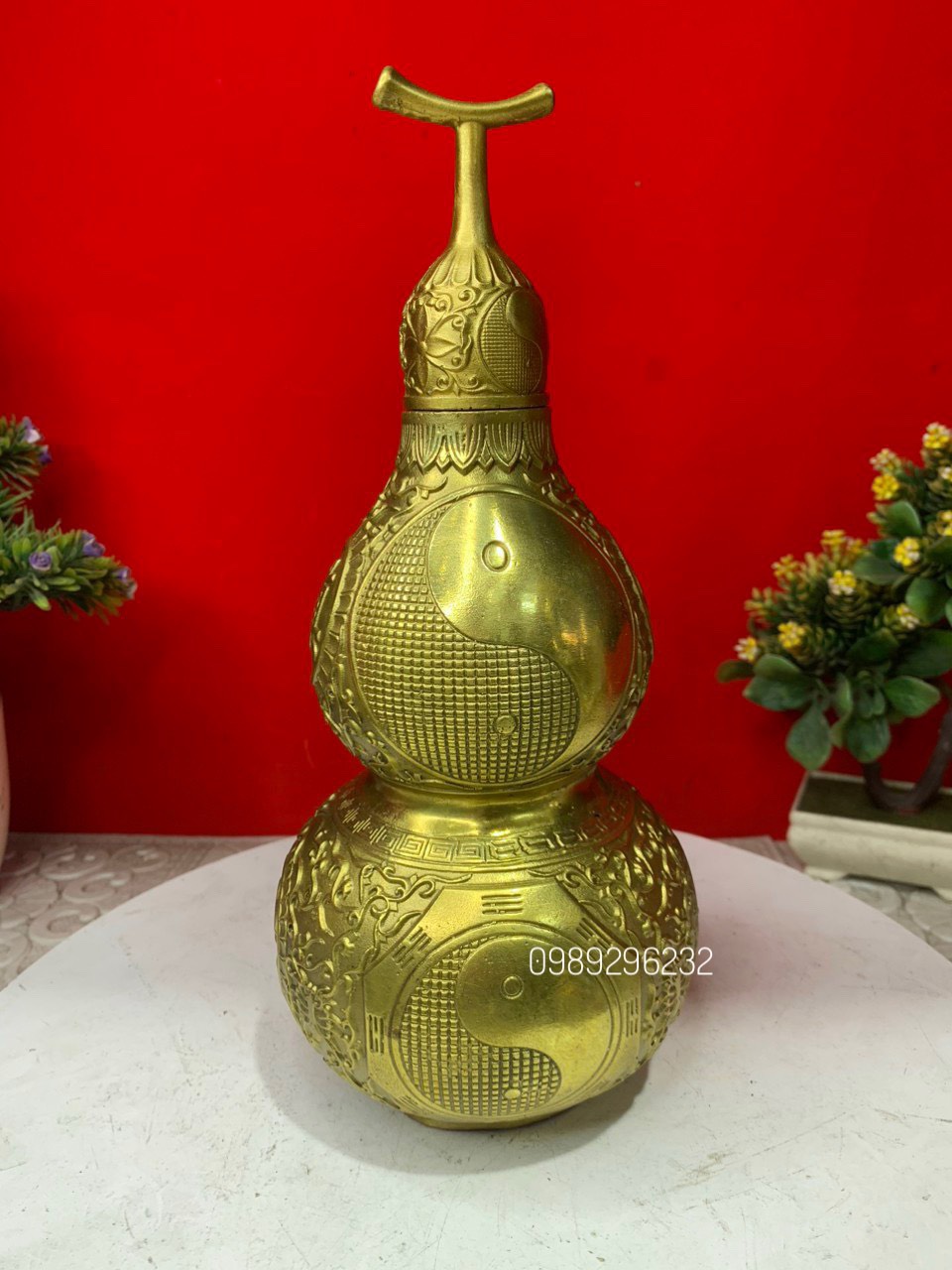 Hồ lô bát quái phong thuỷ đẹp bằng đồng vàng