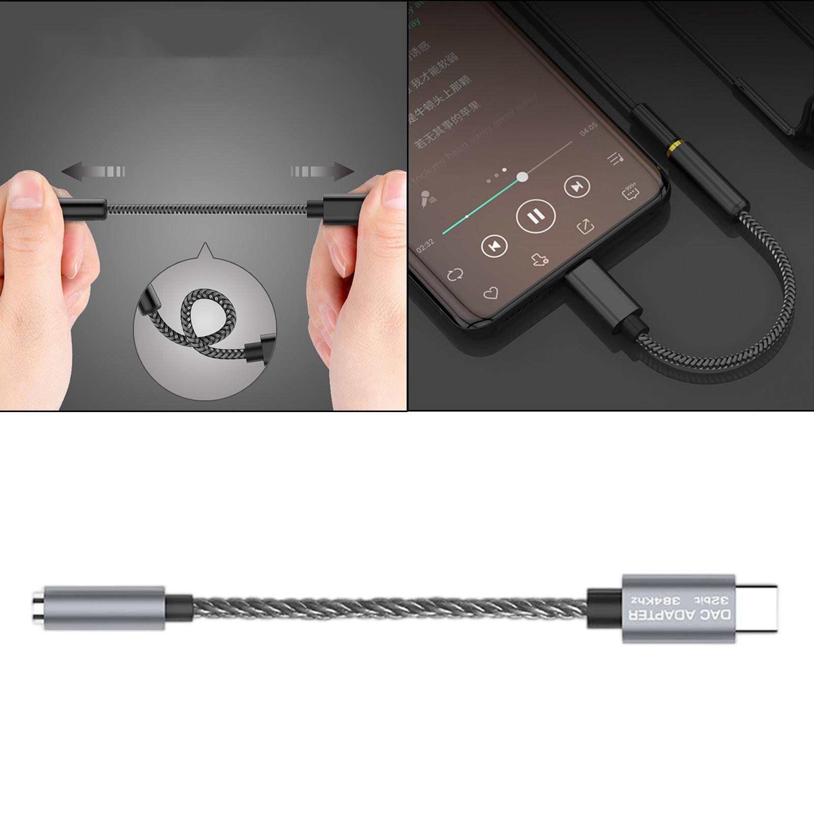 USB C to 3.5mm USB C to Mic Jack External Audio Adapter Grey