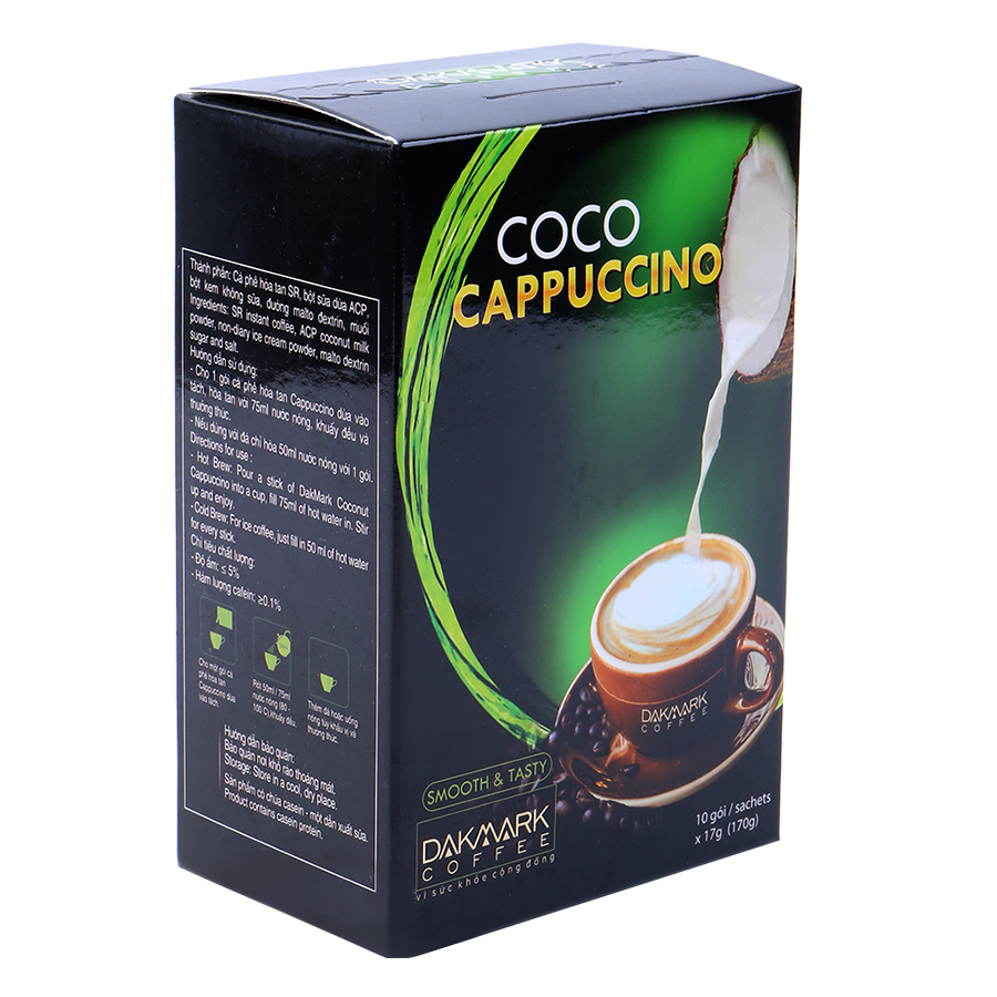 Cà Phê Cappuccino Hoà Tan Dừa DakMark (10 Gói x 17g)