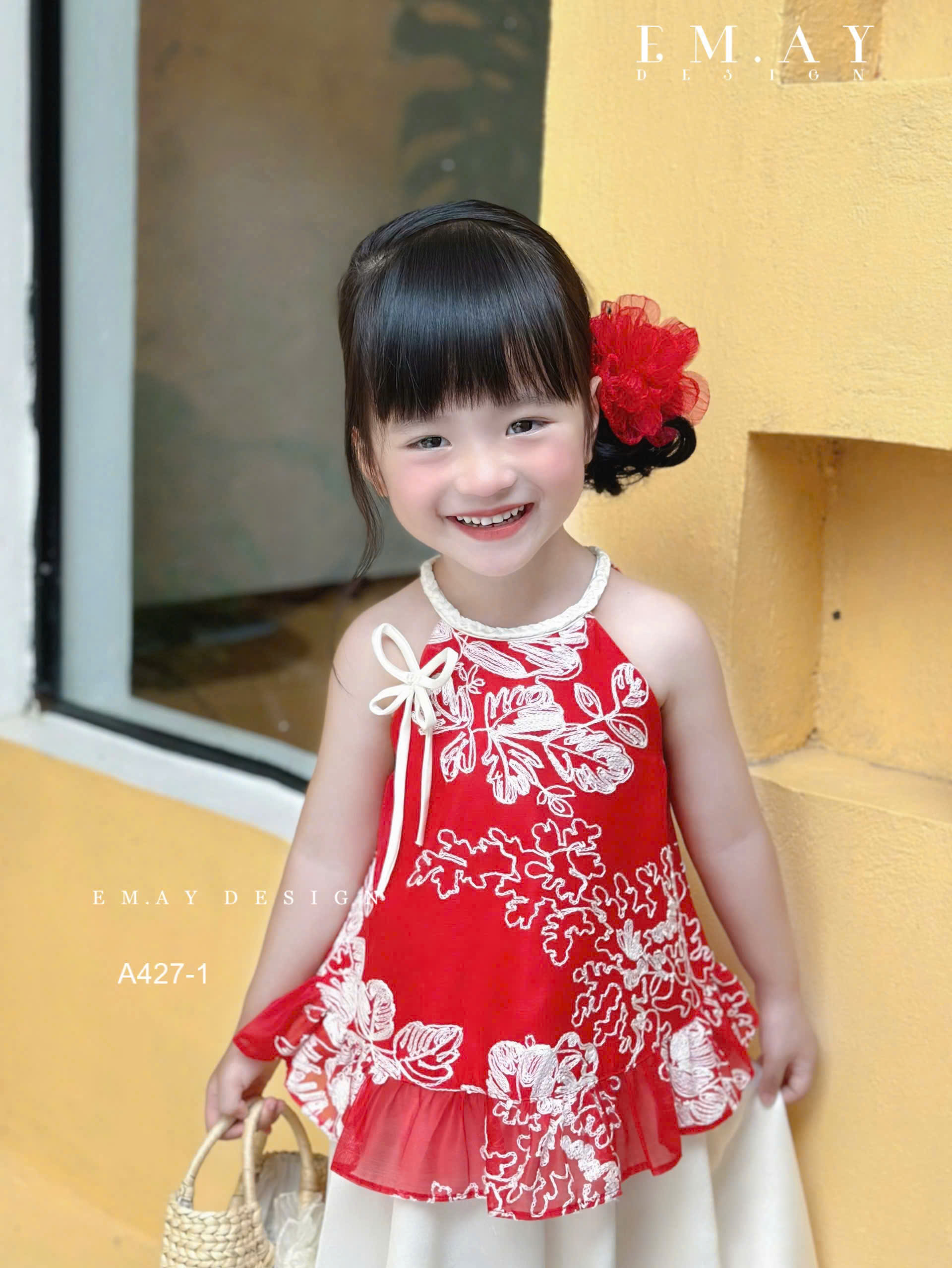 Set áo yếm cô Tấm cho bé gái đi chơi lễ tết noel giáng sinh năm mới biểu diễn đẹp chất lụa mát
