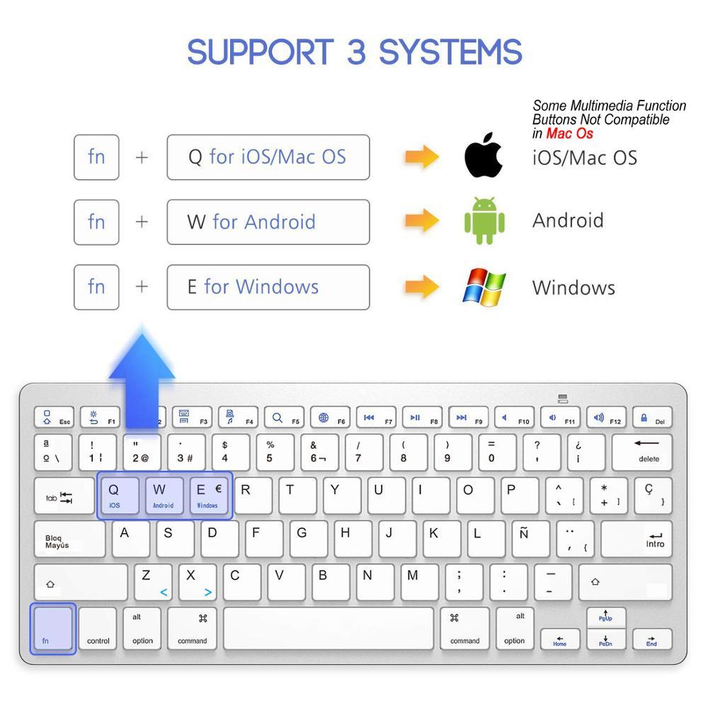 Tây Ban Nha Teclado Bàn Phím Bluetooth Không Dây Tây Ban Nha Bàn Phím Cho Mạc iPad iPhone IOS Android Windows Smart Tivi
