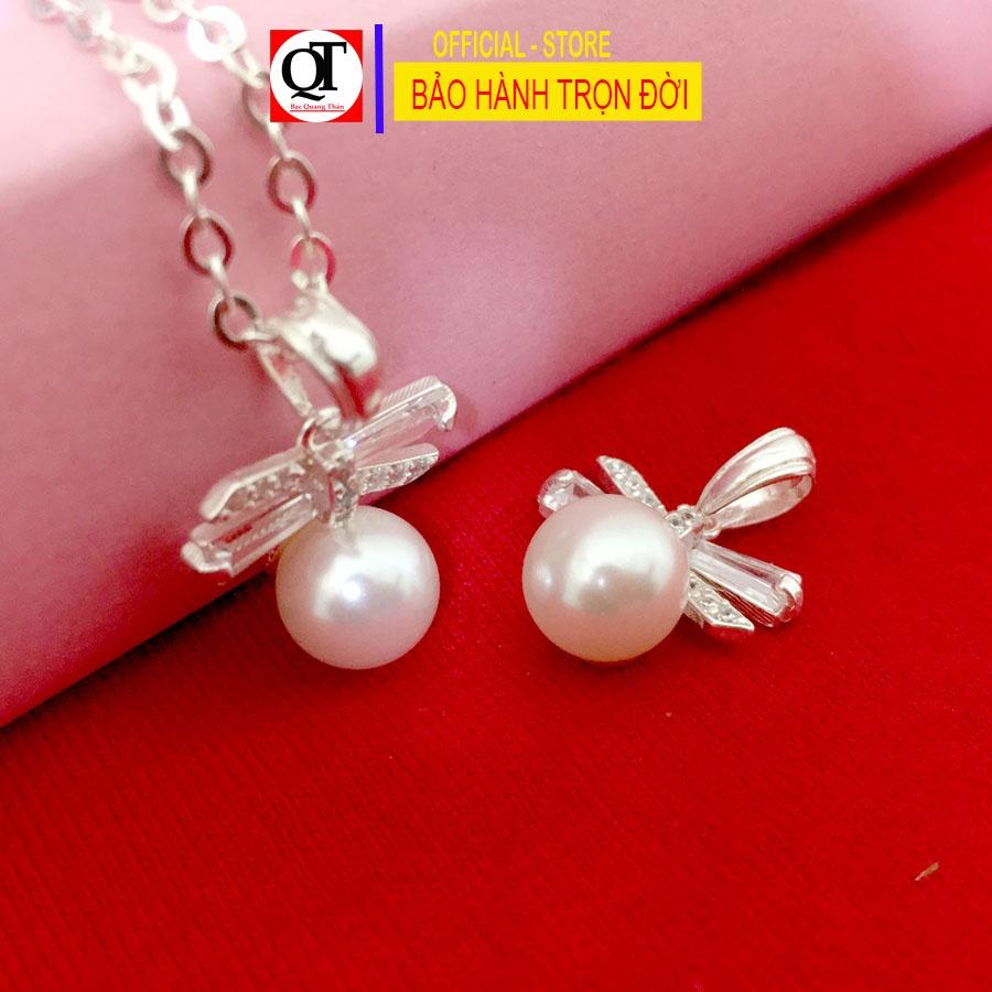 Dây chuyền nữ bạc 925 mặt dây gắn ngọc size 6ly cao cấp phong cách thời trang trang sức Bạc Quang Thản - QTBTS16