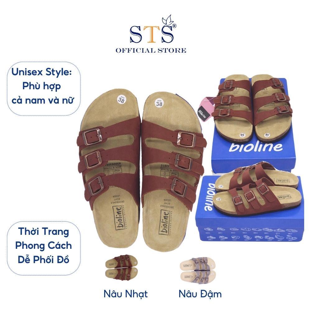 Dép Birken quai ngang đế trấu DA BÒ THẬT NGUYÊN TẤM xuất khẩu ST09 Dép cao cấp chống nước nhẹ đi biển đi chơi